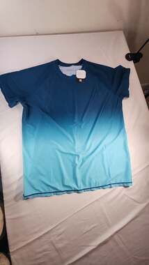 KPSUN Men's XXL UPF 50+ Rash Guard Gradient Blue Sun Protection Swim Shirt